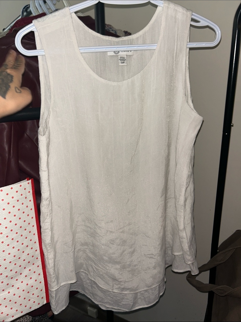 Sleeveless Layered Tank Top in Light Cream